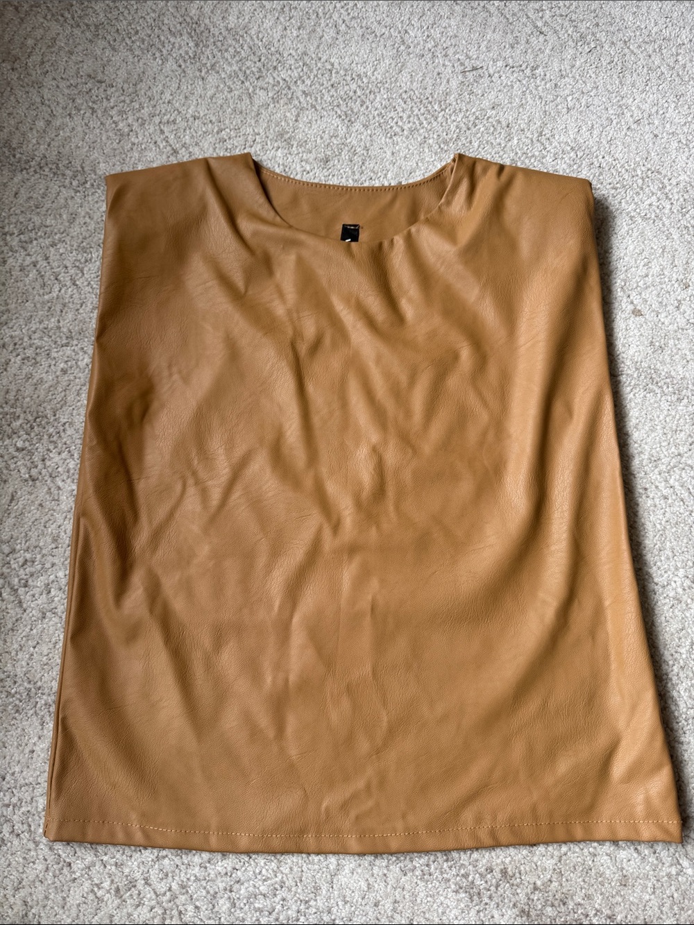 Sleeveless Faux Leather Tank Top in Caramel